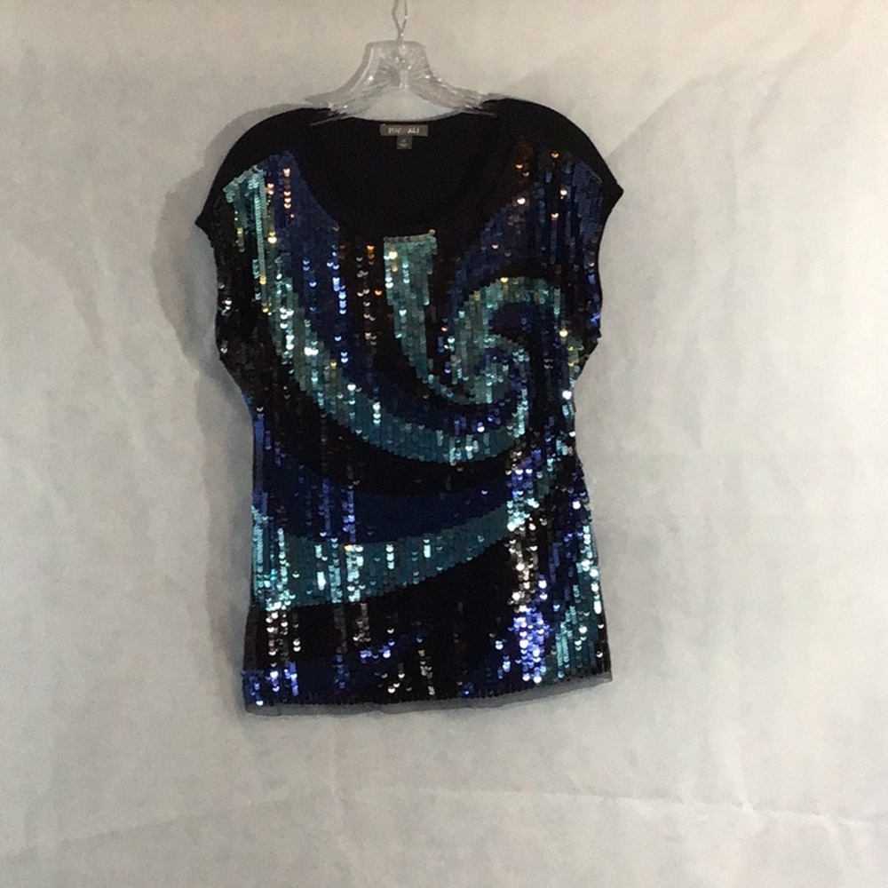 Roz&Ali festival party sequin blue and black top🛍